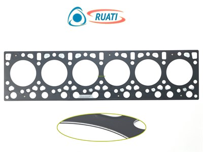 Прокладка ГБЦ ЯМЗ 537 а/м Лиаз, Кировец К-5Т, Ростсельмаш Т-500 на подложке (3-х слойный металл, доп арт.: 537.1003206, 499-73-50) (RUATI) RN0090