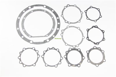 Набор прокладок редуктора заднего, среднего, переднего моста УРАЛ 375 стар. обр., (7 наим., редуктор: 13 отв.) паронит 0,6мм.  (Состав: 4320/375-2402001-6Н, 375-2402142) (Москва) ( ОЕ 04-05-211 )  375-2402001-7Н (04-05-211)