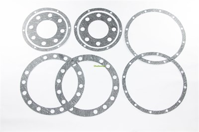 Набор прокладок поворотного кулака Урал 55571 (55571-2301001-4Н; 4 наим., цапфа 14 отв.) паронит 0,6мм. (Состав: 375-2301055, 55571-2304052-Б, 375-2304098-01, 375-3103019-Б) (Москва) ( ОЕ 04-12-211 )  04-12-211