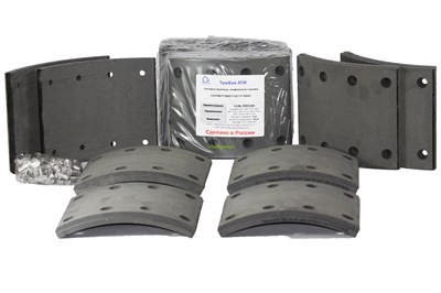 Рем. комплект тормозных накладок а/м МАЗ-5336, суперМАЗ, КрАЗ 6510 (Сверлён./расточенные/с заклёпками/ширина 160мм./ к-т 8 шт.) Тамбов АТИ 5336-3501105-011