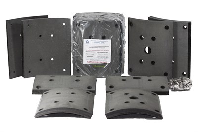 Рем. комплект тормозных накладок а/м МАЗ-101, 5440, КАМАЗ-6580, SHAANXI X3000 задняя ось (Сверлён./расточенные/с заклёпками/ширина 220мм./ к-т 8 шт./19488,19496, HD90149340094, 81.50221.0819) Тамбов АТИ 5440-3502105-021