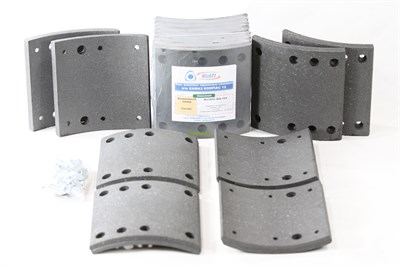 Рем. комплект тормозных накладок а/м Камаз КОМПАС 12 мост JAC N120 задний (Сверл./с заклёпками/ к-т 8 шт./ширина 157мм.) RUATI RU3502.36G-105