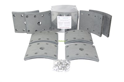 Рем. комплект тормозных накладок а/м МАЗ-5336, суперМАЗ, КрАЗ 6510, прицепы (Сверлён./расточенные/с заклёпками/ширина 160мм./ к-т 4 с отв.+4 шт. без отв./5336-3501105) Тамбов АТИ 54326-3501105-01