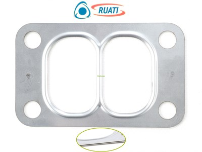 Прокладка турбокомпрессора впуск дв. WEICHAI WP7, CUMMINS ISBE, ISLE, 4BT а/м МАЗ, КАМАЗ, SHACMAN, SHAANXI (металл, прямоугольная с перемычкой 2-х слойная, арт.: 3901356, 610800110006, 3709861, 66*48мм.) RUATI 610800110006-RN (мет. 2 сл.)