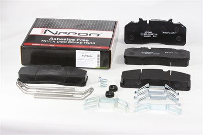 Колодка дискового тормоза (ACV 048 K) системы: WABCO; PAN 19-1 а/м ПАЗ ВЕКТОР NEXT 8.8, КАМАЗ 4308 н/о, автобус МАЗ-206 (к-т 4 шт., с установочным комплектом) WVA 29126/29313/29159 (NIPPON) ACV 048 K