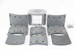 Рем. комплект тормозных накладок а/м КАМАЗ-53229, 53215 4 длинные+ 4 короткие (Сверл./расточенные/с заклёпками/ширина 140мм./ к-т 8 шт. толст.+тон./ повышенная термостойкость и экспл. характ./ 53229-3501105) Тамбов АТИ 65115-3501105