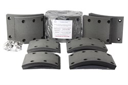 Рем. комплект тормозных накладок а/м КАМАЗ-53229, 53215 4 длинные+ 4 короткие (Сверл./расточенные/с заклёпками/ширина 140мм./ к-т 8 шт. толст.+тон.) Тамбов АТИ 53229-3501105К