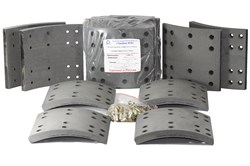 Рем. комплект тормозных накладок на ось: СЗАП L1 12т (к-т 8 шт./сверл./расточ./с заклепками/ширина=180мм.) А3834/А3835