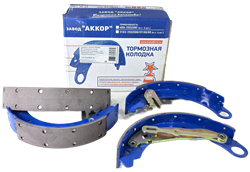 Колодка барабанного тормоза а/м УАЗ-3163, Патриот клёпанная/ задняя (к-т 4шт. полный в сборе) в коробке АККОР 3163-3502090