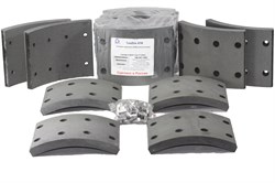 Рем. комплект тормозных накладок а/м  КАМАЗ-6522,6520,6560 на передний мост МАДАРА (к-т 8 шт. / ширина 150 мм./сверл./расточ./с заклепками.) Тамбов АТИ 340-003-2441-1