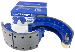 Колодка барабанного тормоза а/м МАЗ-5336 (МАЗ-СУПЕР) (комплект 2 шт.=5336-3501090 + 5336-3501091 в сборе с роликом/ на колесо/ ширина 160мм. / 63171-3501090) 5336-3501090/91 (К-Т)